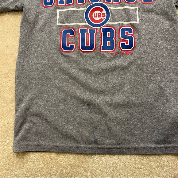 Majestic Chicago Cubs Crew Neck TShirt Youth Small 8 Heather Gray Spell Out - Picture 4 of 7